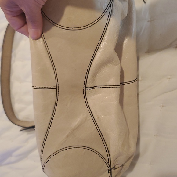 Cream HOBO Bag with Crescent Shape and Metal Hardware (24) - Picture 3 of 14